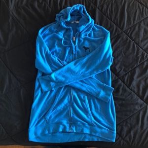 Blue Pink lightweight hooded jacket.